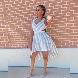 LARGE Grey Striped Dress